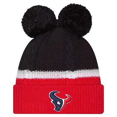 Women's New Era Navy Houston Texans Double Bubble Cuffed Knit Hat with Poms