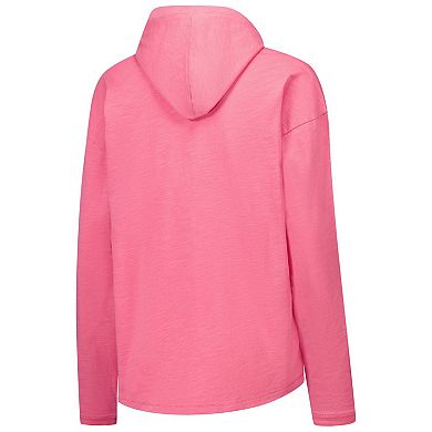 Women's League Collegiate Wear Pink Nebraska Huskers Slub Long Sleeve V-Neck Hoodie T-Shirt