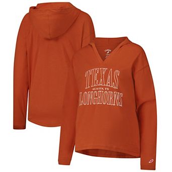 Women's League Collegiate Wear Texas Orange Texas Longhorns Slub Long Sleeve V-Neck Hoodie T-Shirt