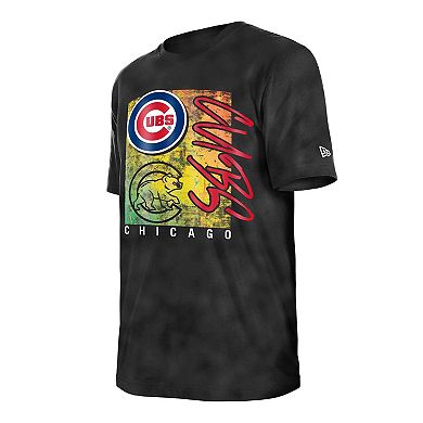 Women's New Era Black Chicago Cubs Sport Classics Enzyme Wash Oversized T-Shirt