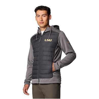 Men's Columbia Charcoal/Gray LSU Tigers Out-Shield Hybrid Full-Zip Hoodie Jacket