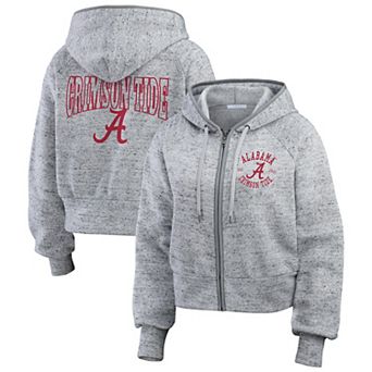 Women's WEAR by Erin Andrews Heather Gray Alabama Crimson Tide Wear Speckle Double-Hit Raglan Full-Zip Hoodie