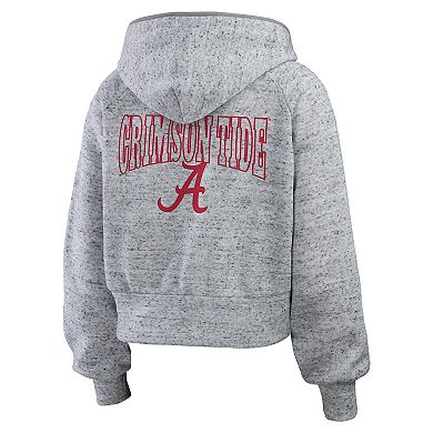 Women's WEAR by Erin Andrews Heather Gray Alabama Crimson Tide Wear Speckle Double-Hit Raglan Full-Zip Hoodie