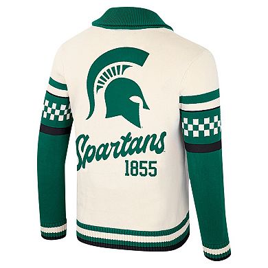 Women's Colosseum Cream Michigan State Spartans Wild Collective Button-Up Jacquard Sweater