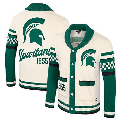 Women's Colosseum Cream Michigan State Spartans Wild Collective Button-Up Jacquard Sweater