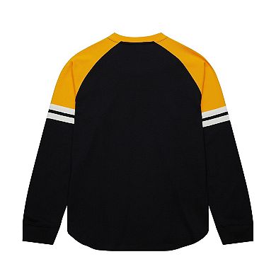 Men's Mitchell & Ness Black Pittsburgh Penguins Thermal Henley Long Sleeve T-Shirt