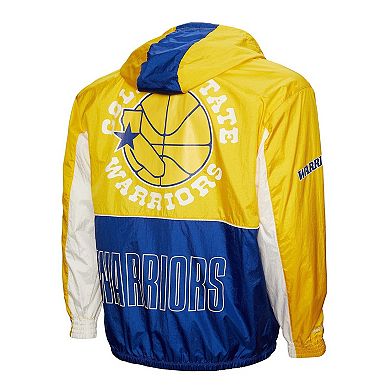 Men's Mitchell & Ness Royal Golden State Warriors Hardwood Classics Big Shot Premium Full-Zip Windbreaker Jacket