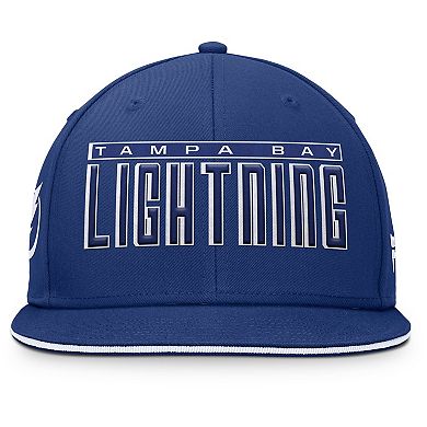 Men's Fanatics Blue Tampa Bay Lightning Fundamental Gino Stack Text Snapback Hat