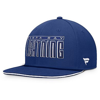 Men's Fanatics Blue Tampa Bay Lightning Fundamental Gino Stack Text Snapback Hat