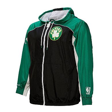 Men's Mitchell & Ness Black Boston Celtics Hardwood Classics Big Shot Premium Full-Zip Windbreaker Jacket
