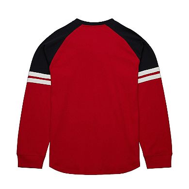 Men's Mitchell & Ness Red Chicago Blackhawks Thermal Henley Long Sleeve T-Shirt