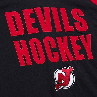 Men's Mitchell & Ness Black/Red New Jersey Devils Legendary Slub Raglan Long Sleeve T-Shirt