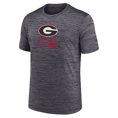 Men's Nike Charcoal Georgia Bulldogs Campus Center Block Velocity Performance T-Shirt