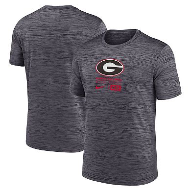 Men's Nike Charcoal Georgia Bulldogs Campus Center Block Velocity Performance T-Shirt
