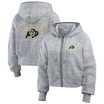 Women's WEAR by Erin Andrews Heather Gray Colorado Buffaloes Wear Speckle Double-Hit Raglan Full-Zip Hoodie