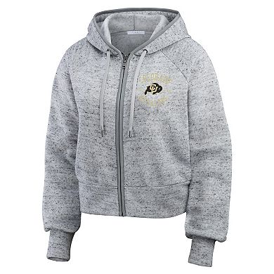 Women's WEAR by Erin Andrews Heather Gray Colorado Buffaloes Wear Speckle Double-Hit Raglan Full-Zip Hoodie
