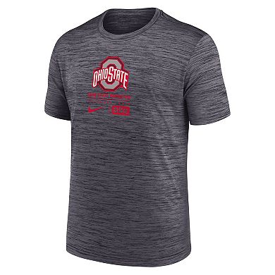 Men's Nike Charcoal Ohio State Buckeyes Campus Center Block Velocity Performance T-Shirt