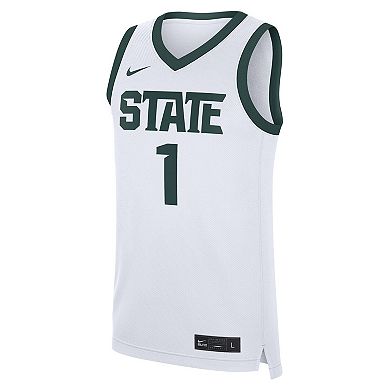 Men's Nike #1 White Michigan State Spartans Home Replica Jersey