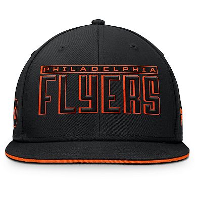 Men's Fanatics Black Philadelphia Flyers Fundamental Gino Stack Text Snapback Hat
