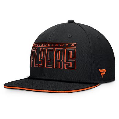 Men's Fanatics Black Philadelphia Flyers Fundamental Gino Stack Text Snapback Hat