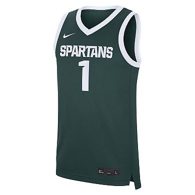 Men's Nike #1 Green Michigan State Spartans Road Replica Jersey