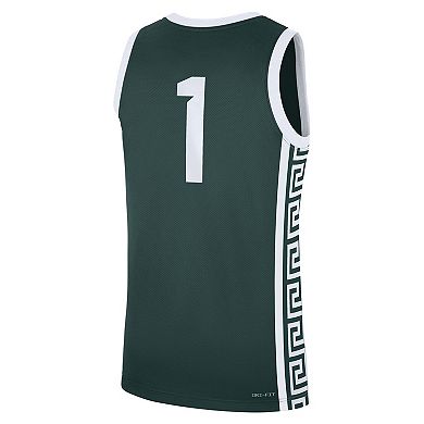 Men's Nike #1 Green Michigan State Spartans Road Replica Jersey