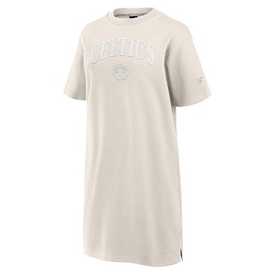 Women's Fanatics Cream Boston Celtics Elements Go Tri-Blend T-Shirt Dress