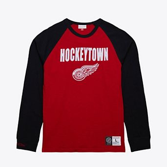 Men's Mitchell & Ness Red/Black Detroit Red Wings Legendary Slub Raglan Long Sleeve T-Shirt