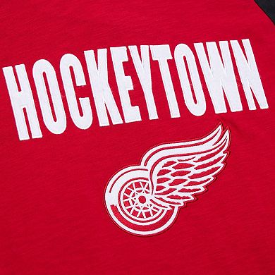 Men's Mitchell & Ness Red/Black Detroit Red Wings Legendary Slub Raglan Long Sleeve T-Shirt