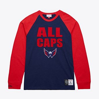 Men's Mitchell & Ness Navy/Red Washington Capitals Legendary Slub Raglan Long Sleeve T-Shirt