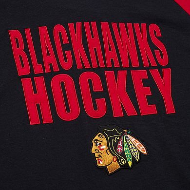 Men's Mitchell & Ness Black/Red Chicago Blackhawks Legendary Slub Raglan Long Sleeve T-Shirt