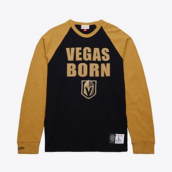 Men's Mitchell & Ness Black/Gold Vegas Golden Knights Legendary Slub Raglan Long Sleeve T-Shirt