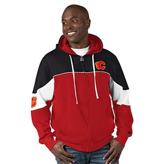 Men's Starter Red/Black Calgary Flames Power Forward Full-Zip Hoodie