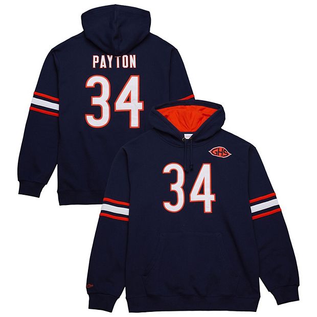 Men s Mitchell Ness Walter Payton Navy Chicago Bears Retired Player Name Number Pullover Hoodie