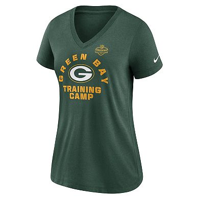 Women's Nike Green Green Bay Packers 2022 Training Camp Tri-Blend V-Neck T-Shirt