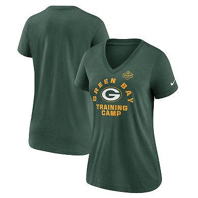 Women's Nike Green Green Bay Packers 2022 Training Camp Tri-Blend V-Neck T-Shirt