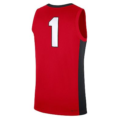 Men's Nike #1 Red Georgia Bulldogs Road Replica Jersey