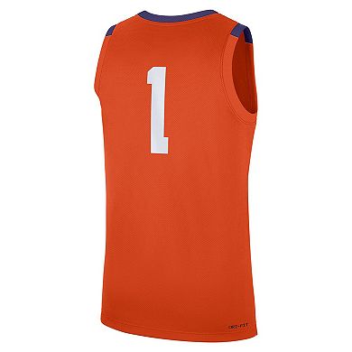 Men's Nike #1 Orange Clemson Tigers Road Replica Jersey