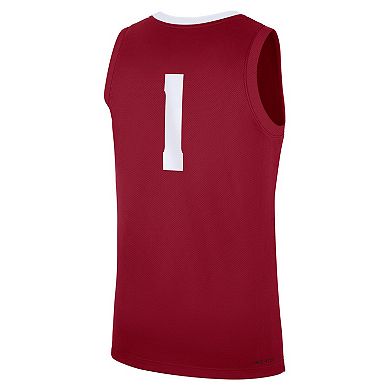 Men's Nike #1 Crimson Alabama Crimson Tide Road Replica Jersey