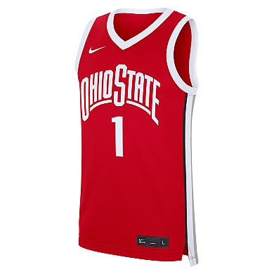 Men's Nike #1 Scarlet Ohio State Buckeyes Road Replica Jersey