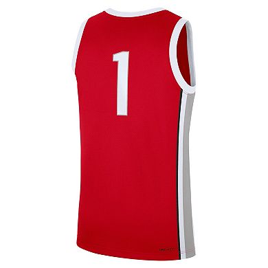 Men's Nike #1 Scarlet Ohio State Buckeyes Road Replica Jersey