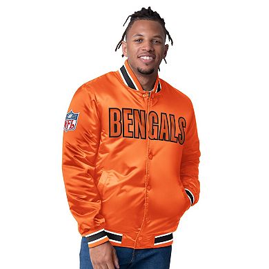 Men's Starter Black/Orange Cincinnati Bengals Closer Reversible Satin Full-Snap Jacket