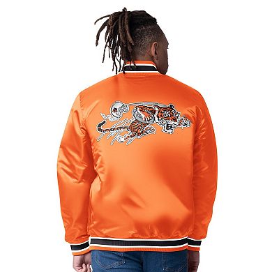 Men's Starter Black/Orange Cincinnati Bengals Closer Reversible Satin Full-Snap Jacket