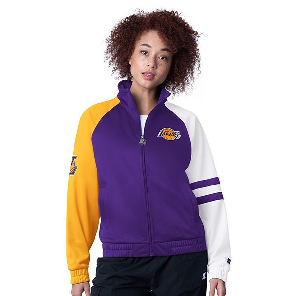 Women's Starter Purple Los Angeles Lakers Line Up Dolman Raglan