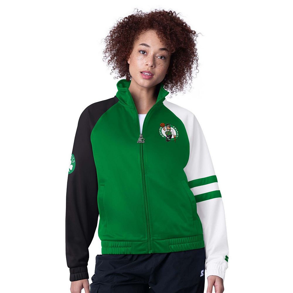 Women's Starter Kelly Green Boston Celtics Line Up Dolman Raglan Full ...