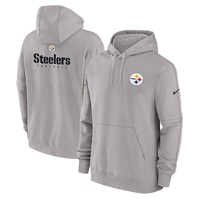 Men s Nike Gray Pittsburgh Steelers Sideline Club Fleece Pullover Hoodie