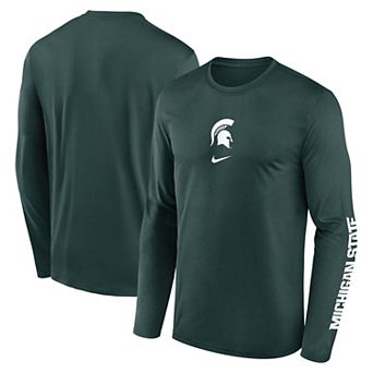 Men's Nike Green Michigan State Spartans Primetime Center Lockup Two-Hit Legend Long Sleeve T-Shirt