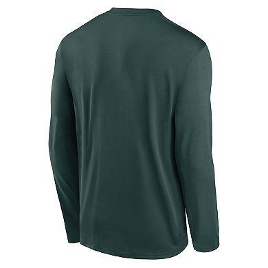 Men's Nike Green Michigan State Spartans Primetime Center Lockup Two-Hit Legend Long Sleeve T-Shirt