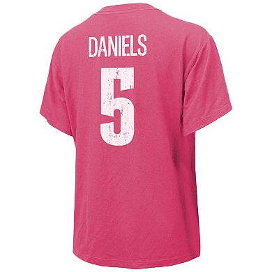 Women's Majestic Threads Jayden Daniels Pink Washington Commanders Name & Number T-Shirt