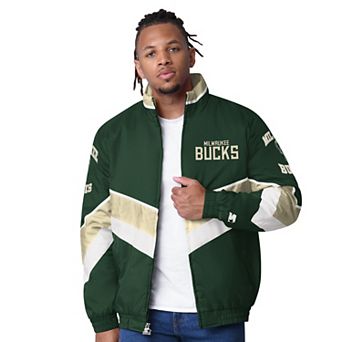 Men's Starter Hunter Green Milwaukee Bucks Captain Oxford Full-Zip Jacket
